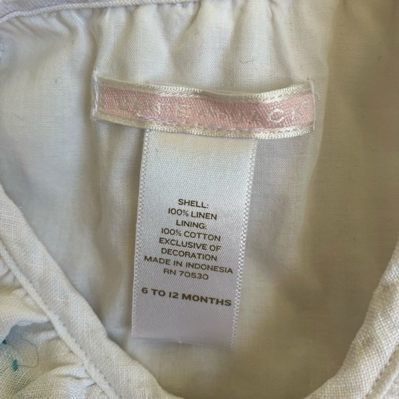 Janie And Jack 100% Linen Pickstitched Ruffled Dress White Party Summer 6-12 mo - Picture 7 of 15